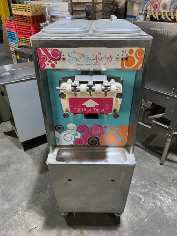 Taylor Commercial 3 Flavor Soft Serve Ice Cream Machine! All Stainless Steel! On Casters! Model: 79433 SN: M2021806 208/230V 60HZ 3 Phase