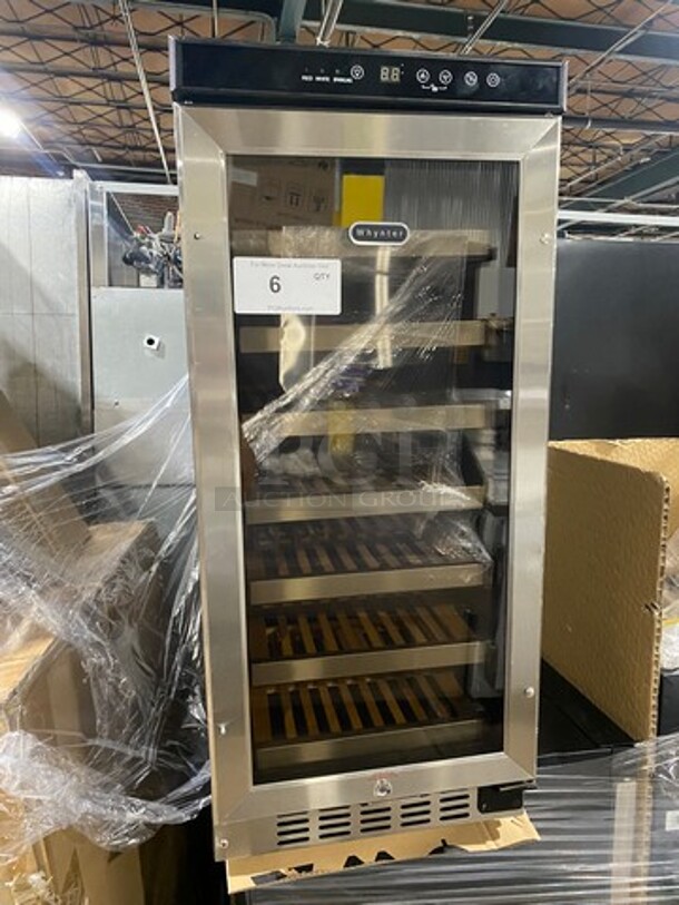 NEW! OUT OF THE BOX! SCRATCH-N-DENT! Whynter Single Door Wine Bottle Cooler/Chiller! With View Through Door! With Wooden Wine Racks! Model: BWR33SD 115V - Image 1 of 8