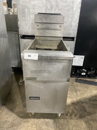 Pitco Frialator SG14 Stainless Steel Commercial Floor Style Natural Gas Powered Deep Fat Fryer 110,000 BTU.