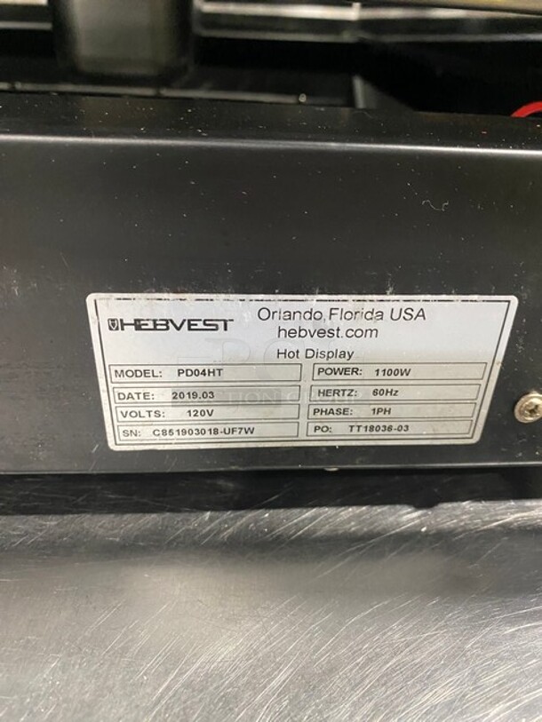 2019 Late Model! Hebvest Countertop Hot Display Case Merchandiser! Model PD04HT Serial C851903018-UF7W! 120V 1 Phase! - Image 6 of 9