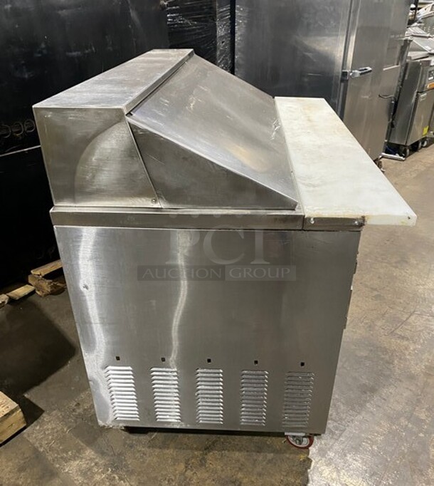 Leader Commercial Refrigerated Bain Marie Sandwich Prep Table! With 2 Door Underneath Storage Space! With Commercial Cutting Board! All Stainless Steel! On Casters! MODEL LM60SC SN:GZ08C1786 115V 1PH - Image 3 of 9