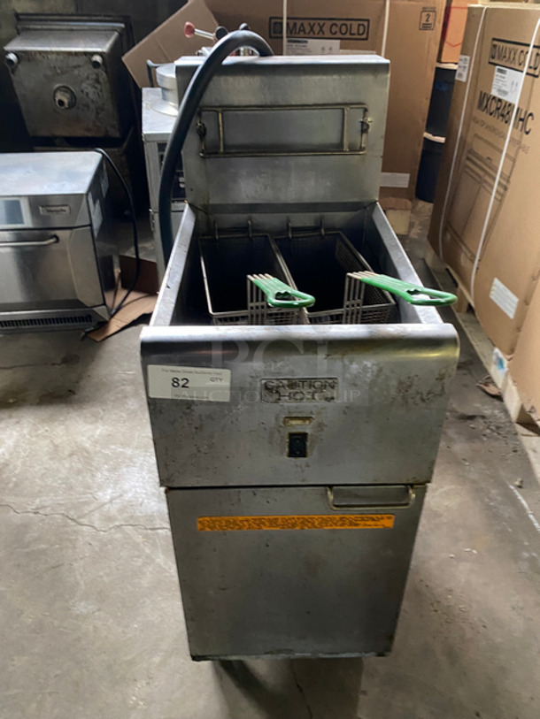 Frymaster Commercial Deep Fat Fryer! With 2 Fryer Baskets! All Stainless Steel! On Legs! Model: SR14ESD SN: 1501MF0019 208V 60HZ 3 Phase