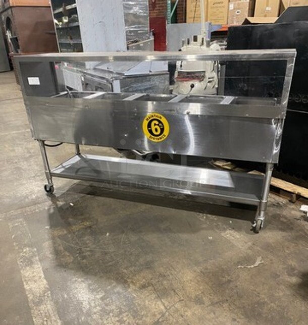 Eagle Commercial Electric Powered 5 Well Steam Table! With Storage Space Underneath! All Stainless Steel! On Casters! Model: YSPHT5 SN: 2008990235 208V 60HZ 1 Phase