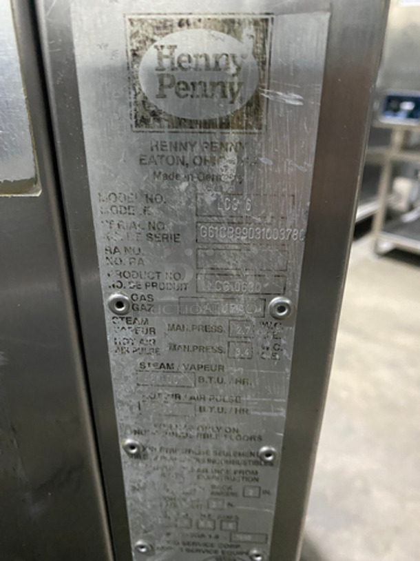NICE! Henny Penny Commercial Natural Gas Powered Full-Size Combi Convection Oven! With View Through Door! With Underneath Pan Holding Area! Holds Full Size Pans/Trays! All Stainless Steel! On Legs! Model: LCG-6 SN: G61CB99031003780 - Image 7 of 8