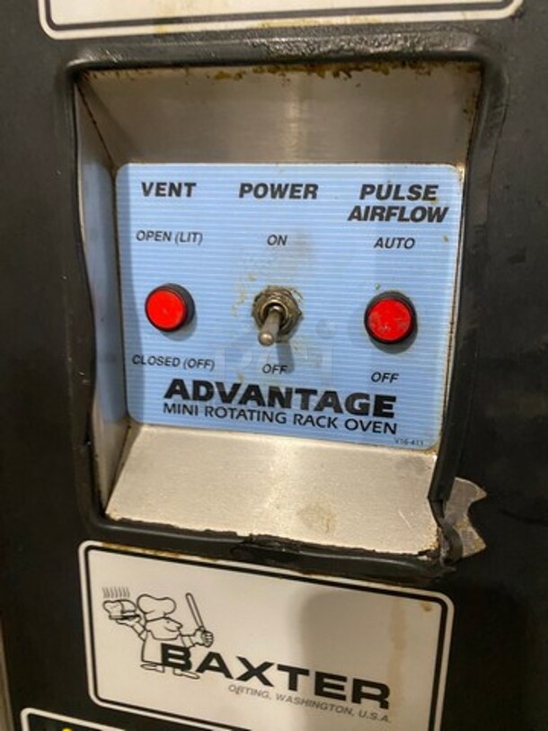 Baxter Commercial Electric Powered Mini Rotating Rack Oven! With 2 View Through Doors! Built In Pan Rack! On Equipment Stand! With Storage Space Underneath! All Stainless Steel! On Legs! Model: 0V300EM8 SN: 241007968 208V 60HZ 3 Phase - Image 8 of 11