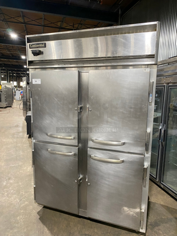 Continental Commercial Split Door Reach In Refrigerator! With Solid Doors! All Stainless Steel! On Casters! Model: 2RHD SN: 15780546 115V 60HZ 1 Phase