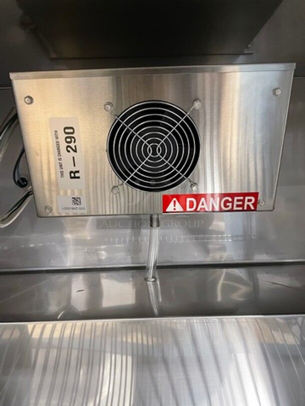 NICE! NEW! Delfield Commercial Refrigerated Sandwich Prep Table! With Commercial Cutting Board! With Single Door Storage Space Underneath! All Stainless Steel! On Casters! Model: 18MC32PBI SN: 1703150001346 115V 60HZ 1 Phase - Image 10 of 12
