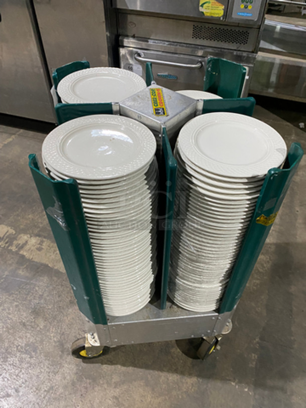 ALL ONE MONEY! Homer Laughlin White Ceramic Plates! Includes Cres Cor Dish Transport Cart! On Casters! - Image 2 of 8