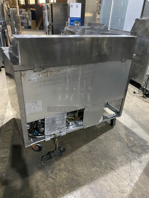 COOL! Turbo Air Commercial Refrigerated Sandwich Prep Table! With 2 Door Storage Space Underneath! With Poly Coated Racks! All Stainless Steel! On Casters! Model: MST48 115V 60HZ - Image 3 of 9