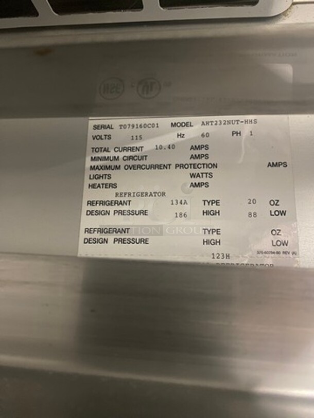 COOL! Traulsen Commercial Split Doors Reach In Refrigerator! With Racks! All Stainless Steel! On Casters! Model: AHT232NUTHHS SN: T079160C01 115V 60HZ 1 Phase - Image 6 of 10