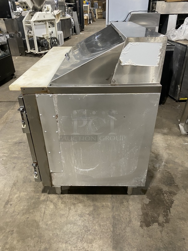 Leader Commercial Refrigerated Sandwich/Salad Prep Table! With Commercial Cutting Board! With 2 Door Underneath Storage Space! All Stainless Steel! Model: LM48S/C SN:PW02C1829! 115V 1 Phase! On Legs! - Image 3 of 9