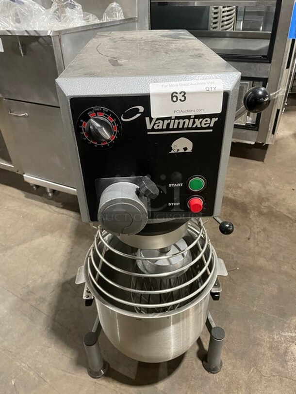 GREAT! Varimixer Commercial 20Quart  Countertop Food Mixer! With Bowl Guard! With Whisk Attachment! With Stainless Steel Mixing Bowl! 115V 1 Phase! Model: W20 SN:8015050001! Working When Removed!  - Image 1 of 9