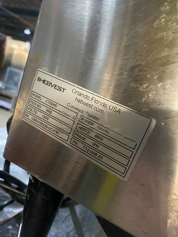 Hebvest Commercial Countertop Electric Powered Conveyor Toaster Oven! All Stainless Steel! On Small Legs! Model: CT02HD SN: C852105020UC37W 120V 60HZ 1 Phase - Image 5 of 8