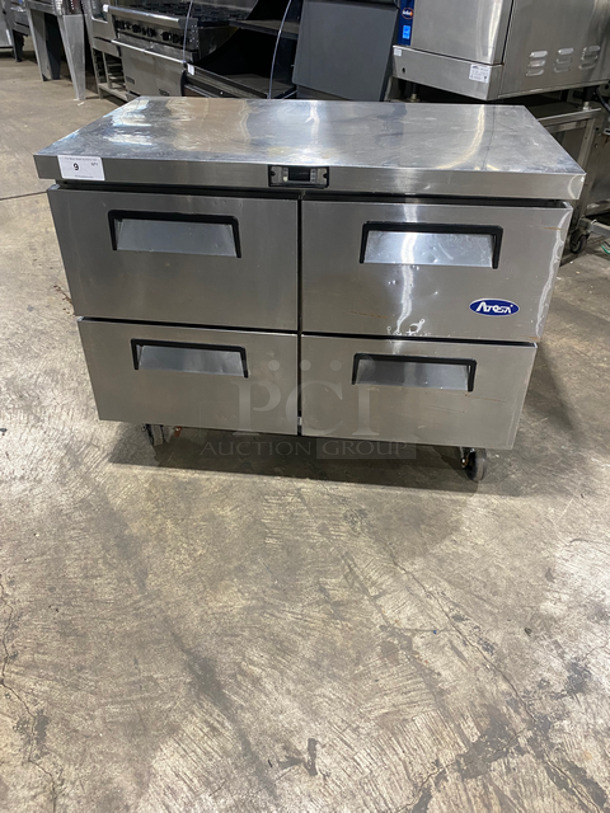 Atosa Commercial Refrigerated 4 Drawer Chef Base! All Stainless Steel! On Casters! Model: MGF8417 SN: MGF841704216071900C40002 115V 60HZ 1 Phase