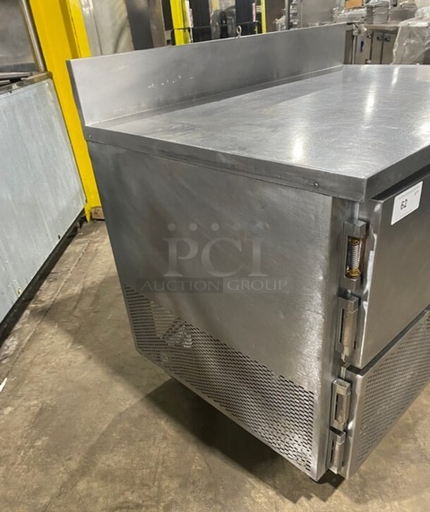 Custom Cool Commercial Work/Prep Table! With Backsplash! With Refrigerated 2 Door Underneath Storage! All Stainless Steel! On Casters! - Image 2 of 9