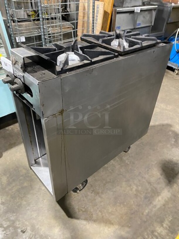 Wolf Commercial Natural Gas Powered 2 Burner Range! With Storage Space Underneath! All Stainless Steel! On Casters! Model: FB12 - Image 2 of 11