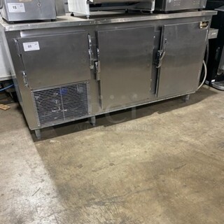Leader Commercial 3 Door Under The Counter/ Work Top Cooler! With Poly Coated Racks! All Stainless Steel! On Legs! Model: LB72 SN: P1080724 115V 60HZ 1 Phase