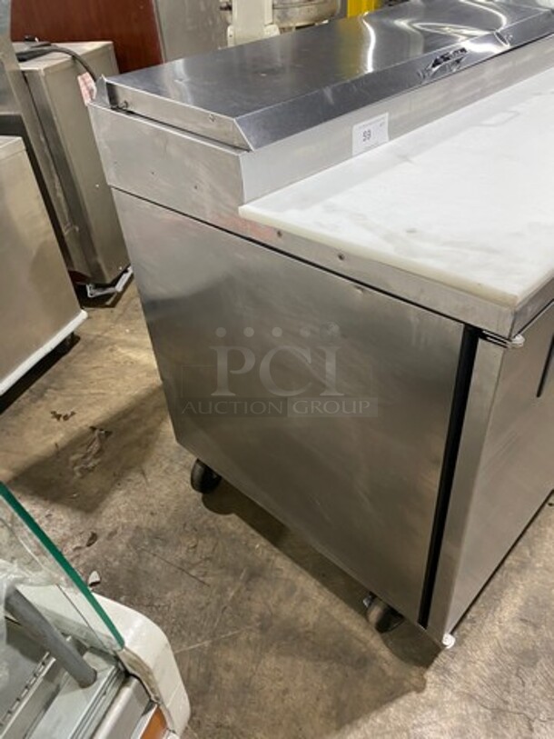 True Commercial Refrigerated Pizza Prep Table! With Commercial Cutting Board! With 2 Door Storage Space Underneath! Poly Coated Racks! All Stainless Steel! On Casters! Model: TPP67 SN: 7985756 115V 60HZ 1 Phase - Image 2 of 12