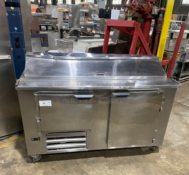 Cool Tech Commercial Refrigerated Sandwich Prep Table! With 2 Door Storage Space Underneath! All Stainless Steel! On Casters! Model: CUST60BM SN: 025719 120V 60HZ 1 Phase - Item #1112653
