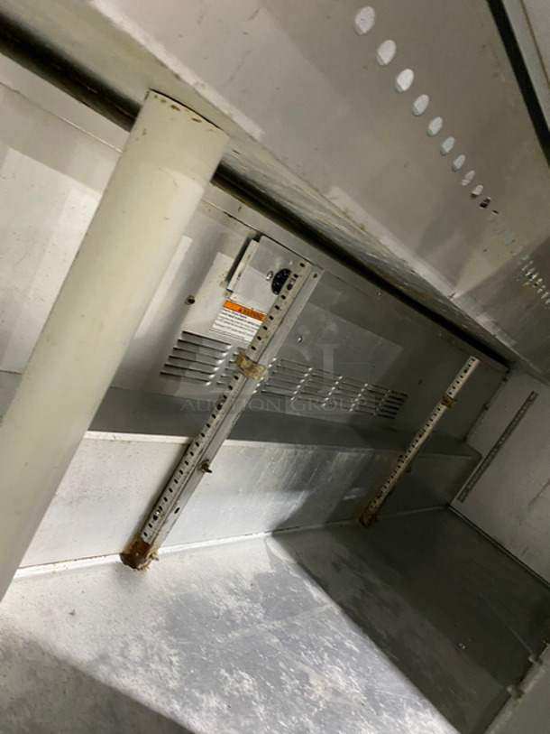 Beverage Air Commercial Refrigerated Sandwich Prep Table! With 3 Door Storage Space Underneath! All Stainless Steel! On Casters! Model: SP7218 SN: 7602388! Powers On But Does Not Get Down To Temp! 115V 60HZ 1 Phase!  - Image 6 of 9