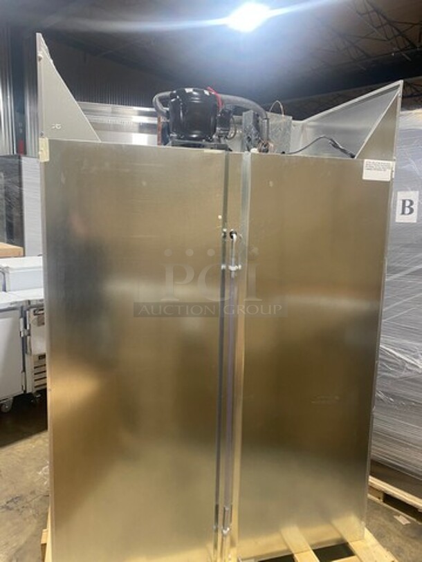 AMAZING! BRAND NEW! Continental Commercial 2 Door Reach In Refrigerator! With Poly Coated Racks! All Stainless Steel! Model: 2RN SN: 16234426 115V 60HZ 1 Phase - Image 2 of 12