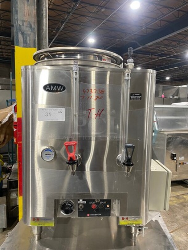 NEW! NEVER USED! Grindmaster Commercial Countertop Single Space Saver Coffee Urn! With Hot Water Line! Stainless Steel! On Small Legs! Model: 8116