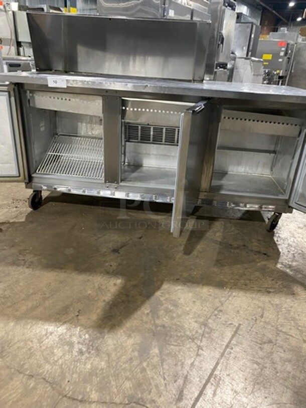 BEVERAGE AIR All Stainless-Steel! Refrigerated Sandwich/Salad Prep Table Area With Lid! With 3 Door Storage! On Casters! - Image 5 of 9