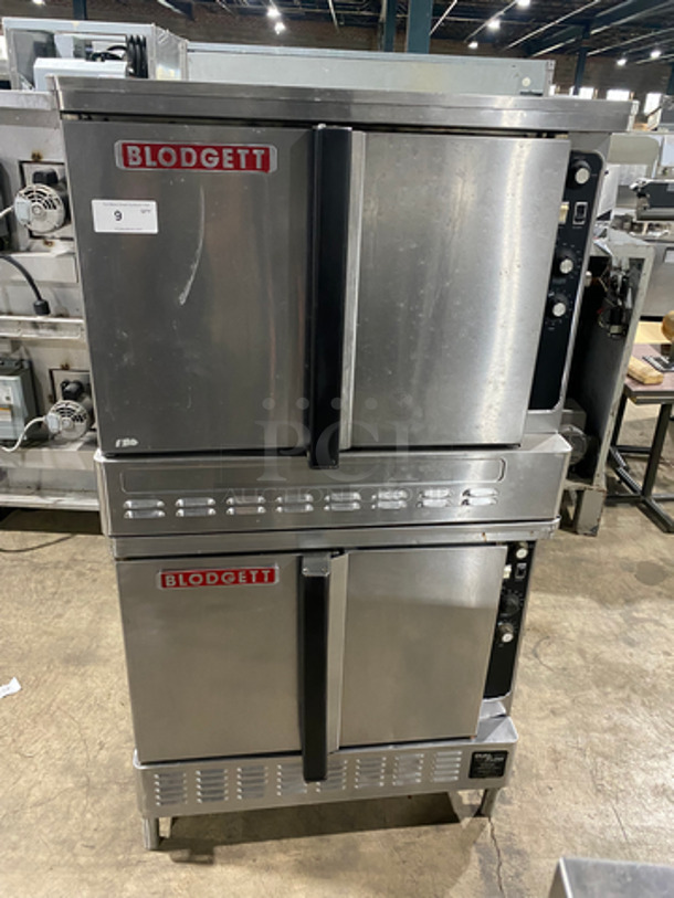 Blodgett Commercial Gas Powered Double Deck Convection Oven! With Solid Doors! Metal Oven Racks! All Stainless Steel! On Legs! 2x Your Bid Makes One Unit!