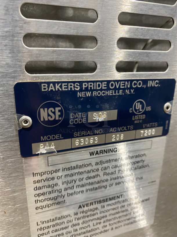 Bakers Pride Commercial Countertop Electric Powered Pizza Oven! All Stainless Steel! Model: P44 SN: 63063 208V - Image 5 of 10