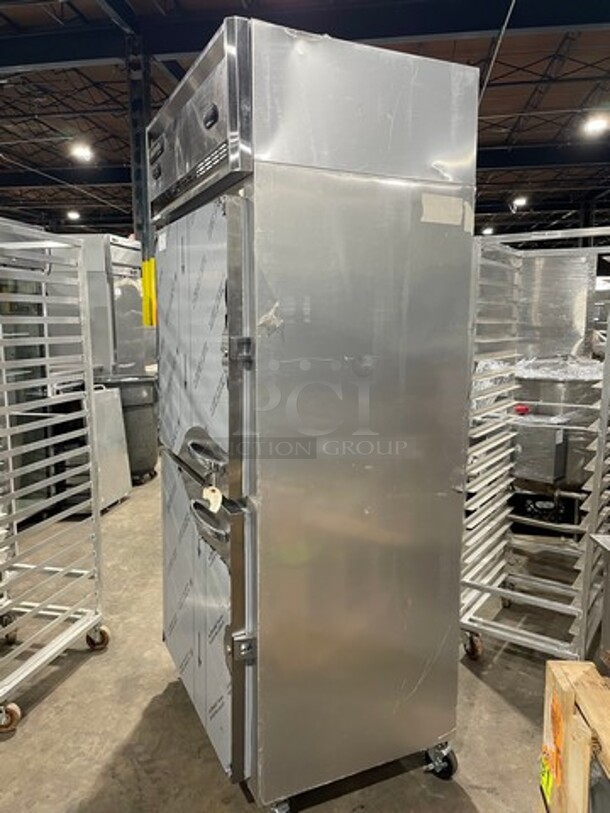 WOW! NEW! Continental 2 Door Half Cooler Half Freezer Combo Unit! With Racks! All Stainless Steel! On Casters! Model: D1RFXSN SN: 16148085 115V 60HZ 1 Phase - Image 2 of 10