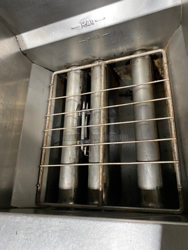 WOW! Vulcan Commercial Natural Gas Powered 3 Bay Deep Fat Fryer! All Stainless Steel! On Casters! Model: 3GR65F SN: 481533671 - Image 11 of 12