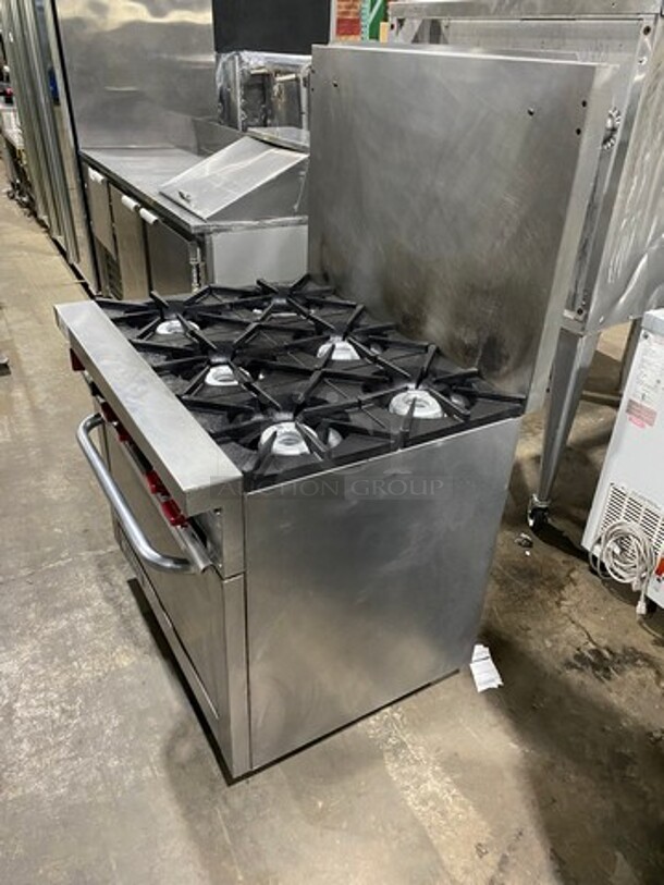 SWEET! Vulcan Commercial Natural Gas Powered 6 Burner Range! With Full Size Oven Underneath! With Raised Backsplash! All Stainless Steel! On Legs! - Image 3 of 8