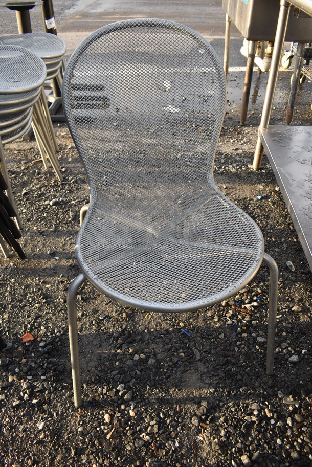 6 Gray Metal Mesh Patio Chairs. 23x23x32. 6 Times Your Bid! - Image 1 of 4