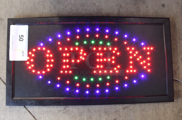 Open Light Up Sign. 19x1x10. Tested and Working!