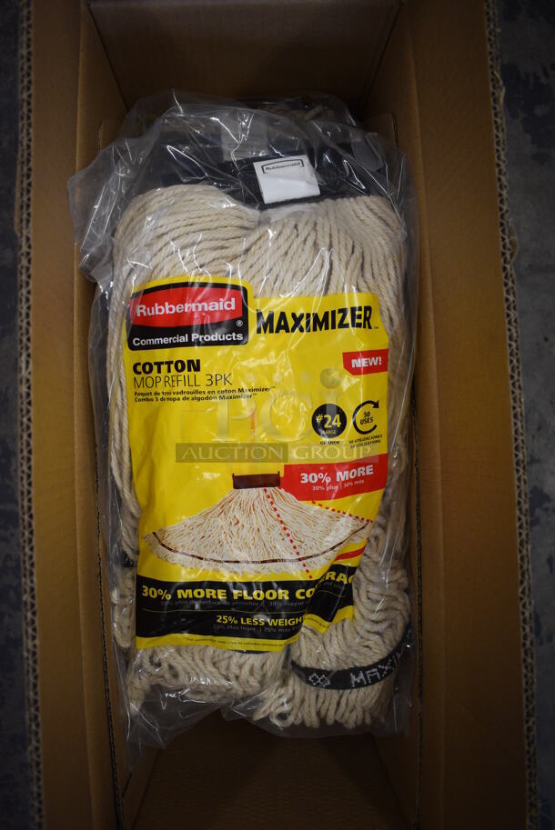12 BRAND NEW IN BOX! Rubbermaid Maximizer Cotton Mop Refill Heads. 12 Times Your Bid!