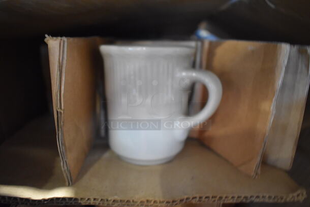17 BRAND NEW IN BOX! White Ceramic Mugs. 3x3x4. 17 Times Your Bid!
