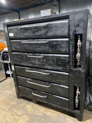 Blodgett Commercial Natural Gas Powered Double Deck Baking/ Pizza Oven! All Stainless Steel! On Legs! WORKING WHEN REMOVED! 2x Your Bid Makes One Unit!