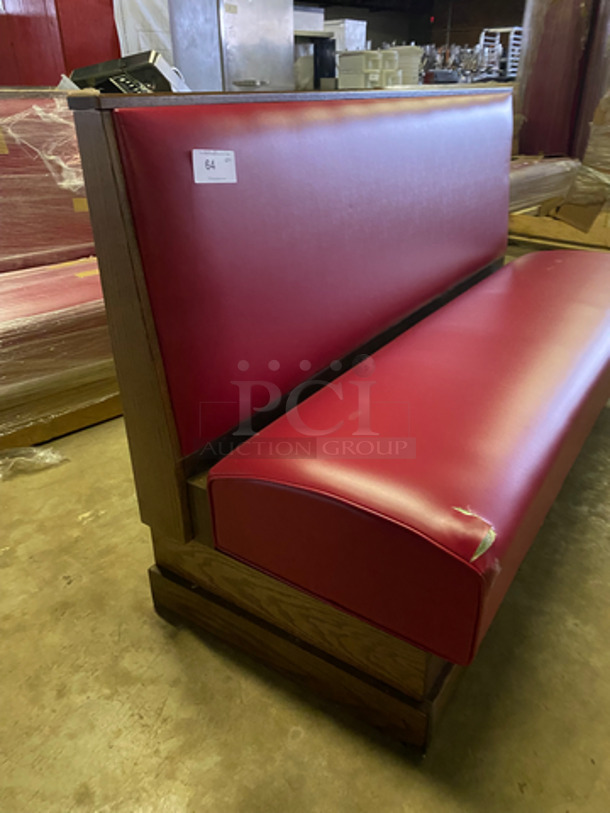 NEW! Single Sided Red Cushioned Booth Seat! With Wooden Outline! Perfect For Up Against The Wall! Can Be Connected To Any Of The Booths LIsted! - Image 2 of 8