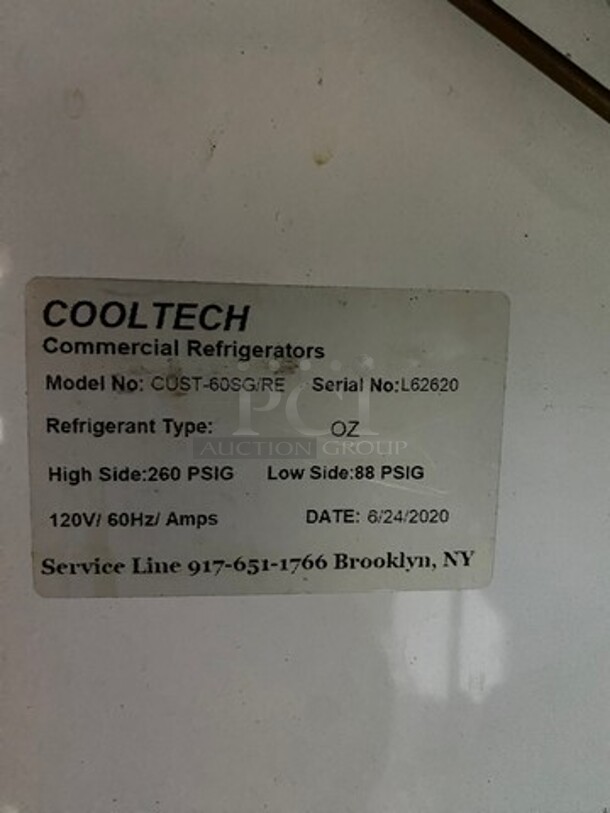 NICE! Cool Tech Commercial 4 Door Reach In Cooler Merchandiser! With View Through Doors! With Poly Coated Racks! NO COMPRESSOR, REMOTE COMPRESSOR! Model: CUST60SG SN: L62620 120V 60HZ 1 Phase - Image 8 of 10