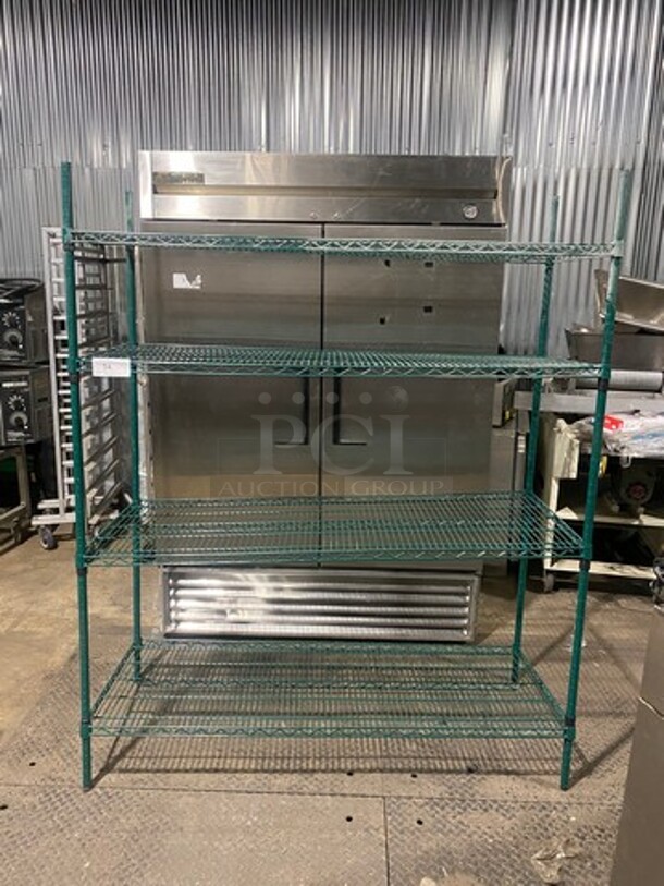 Metro 4 Tier Shelf! On Legs! BUYER MUST DISMANTLE! PCI CANNOT DISMANTLE FOR SHIPPING! PLEASE CONSIDER FREIGHT CHARGES! - Image 1 of 8
