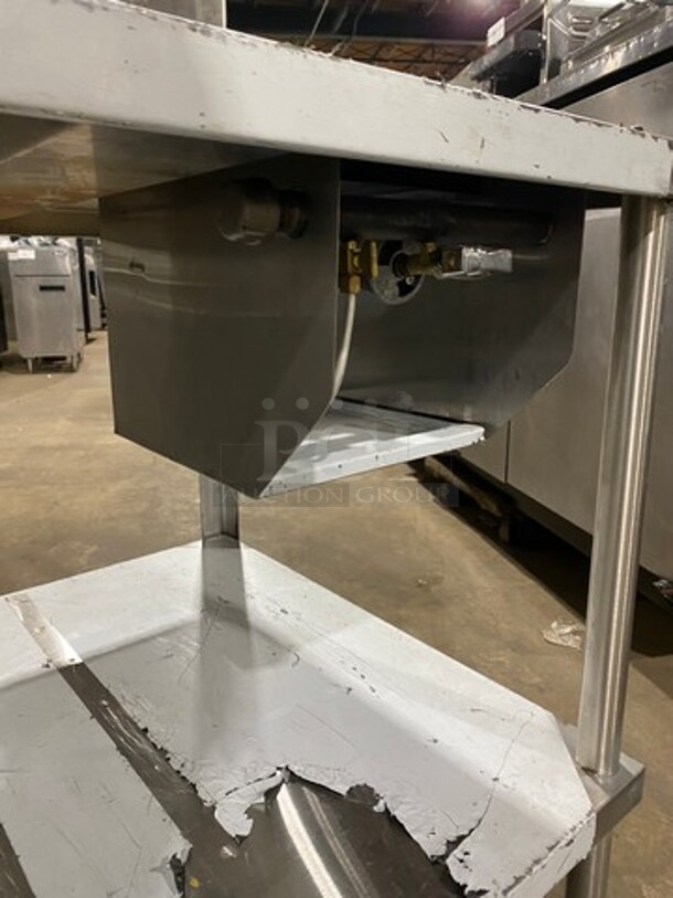 WOW! Custom Made Commercial Single Burner Prep Table! With Raised Back Splash! With Storage Space Underneath! Solid Stainless Steel! On Legs! - Image 7 of 9