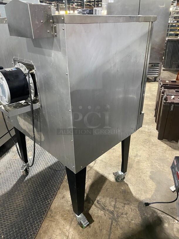 Nice! 2021 Magic Chef 38in Natural Gas Powered Commercial Convection Oven Stainless Steel! On Commercial Casters! Working When Removed! MODEL M38COD SN:21070096A  - Image 4 of 12