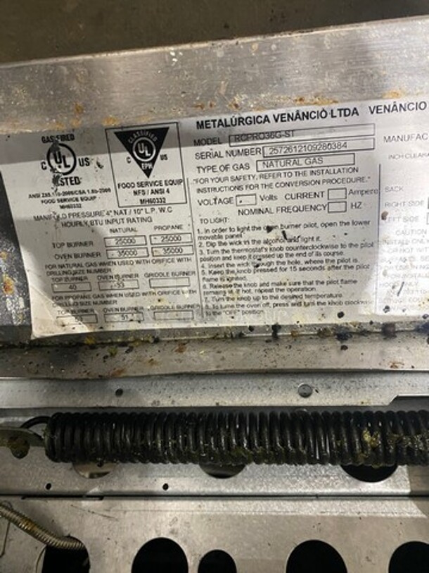 LATE MODEL! 2021 Rocket Cooking Commercial 6 Burner Natural Gas Powered Stove! With Oven Underneath! All Stainless Steel! Model RCPRO36GST Serial 2572612109280384! On Casters! - Image 6 of 12