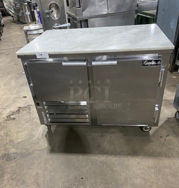 Leader Commercial Refrigerated Pizza Prep Table! With Marble Top! With 2 Door Storage Space Underneath! All Stainless Steel! On Casters! Model: DR48SC SN: PT09S1604 115V 60HZ 1 Phase - Image 1 of 10