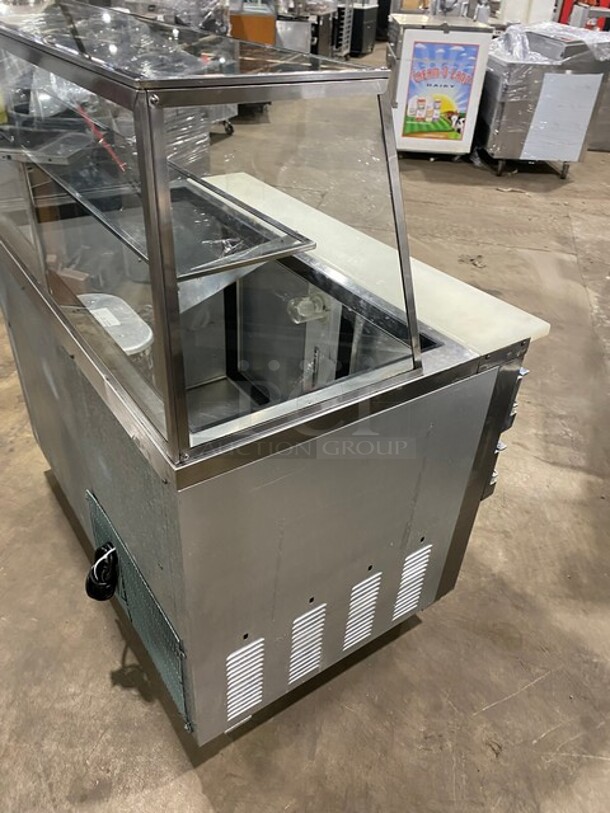Leader Commercial Refrigerated Sandwich/Salad Prep Table! Stainless Steel! With Glass Top Display and Shelves! With 2 Door Rear Access! With Full Length Cutting Board! On Casters! 115V 1 Phase! Model: LM48 S/C SN: GX09S1105E! - Image 2 of 10