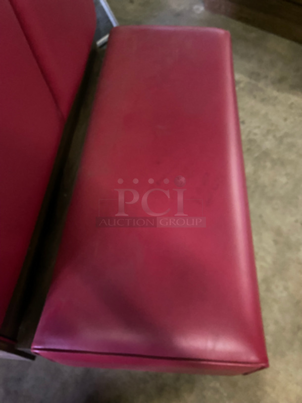 NEW! Single Sided Red Cushioned Booth Seat! With Wooden Outline! Perfect For Up Against The Wall! Can Be Connected To Any Of The Booths Listed!  - Image 5 of 7