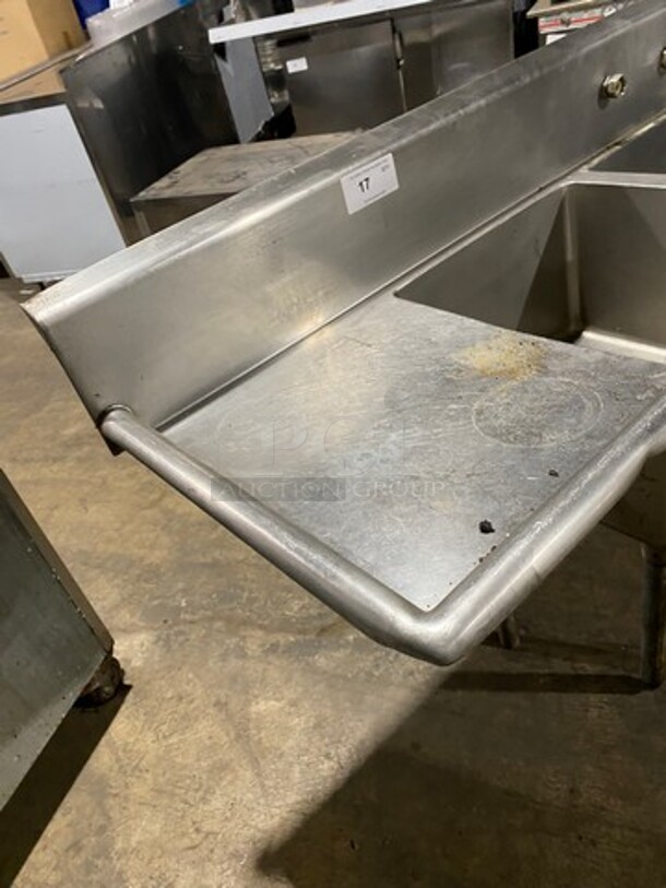 Commercial 3 Bay Dish Washing Sink! With Dual Side Drainboards! With Back Splash! All Stainless Steel! - Image 3 of 7