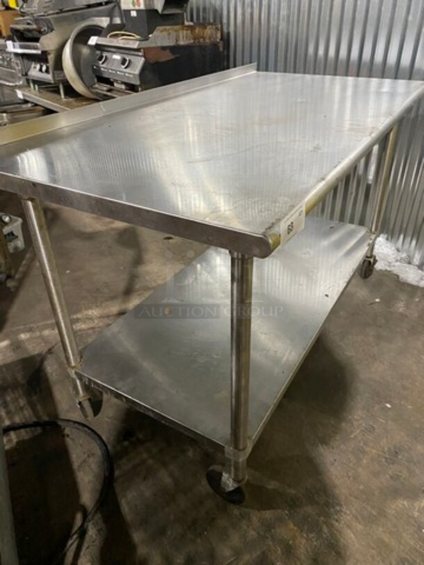 All Solid Stainless Steel Work Top/ Prep Table! With Back Splash! With Storage Space Underneath! On Casters! - Image 2 of 7