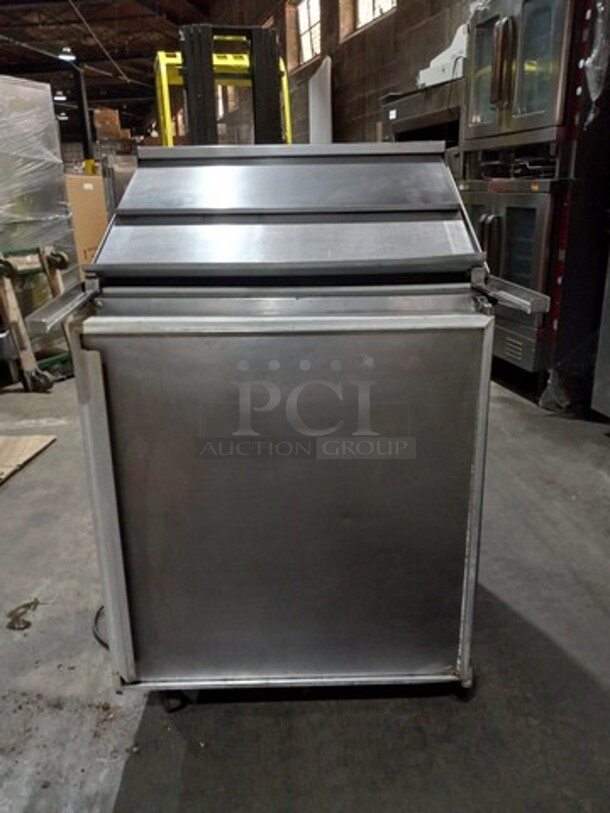 Silver King Commercial Refrigerated Single Door Sandwich Prep Table!  All Stainless Steel! On Casters! Model: SKP2712 SN: SAGH93903A! 115V 60HZ 1 Phase
