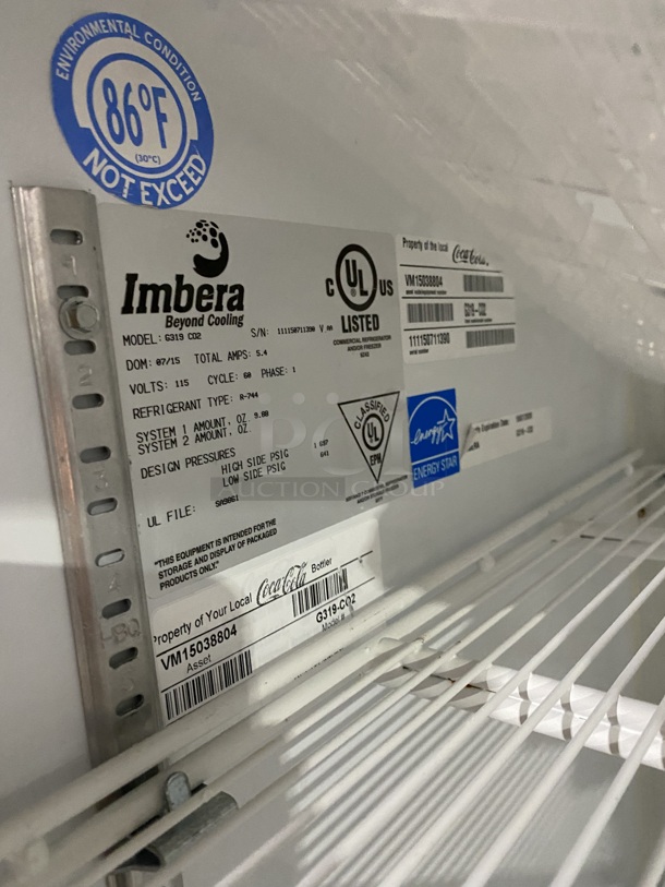 Imbera ENERGY STAR Metal Commercial Single Door Reach In Cooler W/ Poly Coated Racks and Drink Sliders! Model G319 SN:111150711390 115V 1PH!  - Image 6 of 7